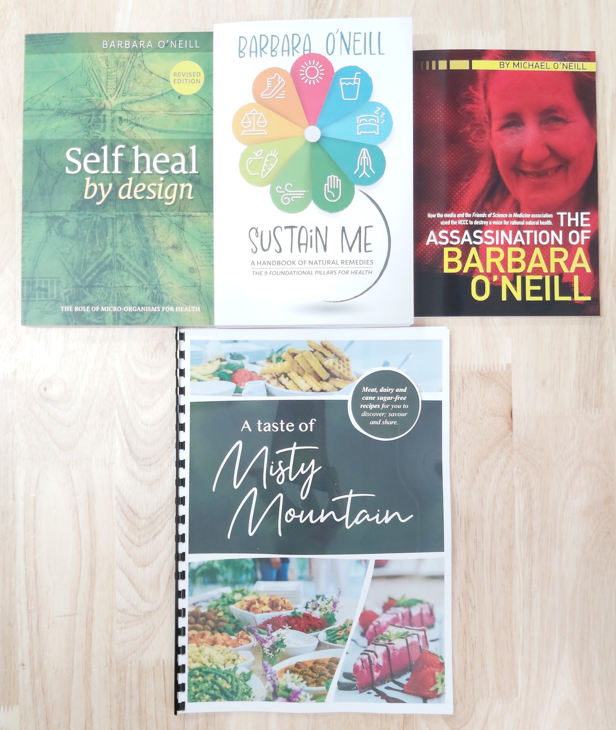 Book Pack #4: Self Heal By Design, Sustain Me, The Assassination Of Barbara O'Neill + A taste of Misty Mountain Cookbook