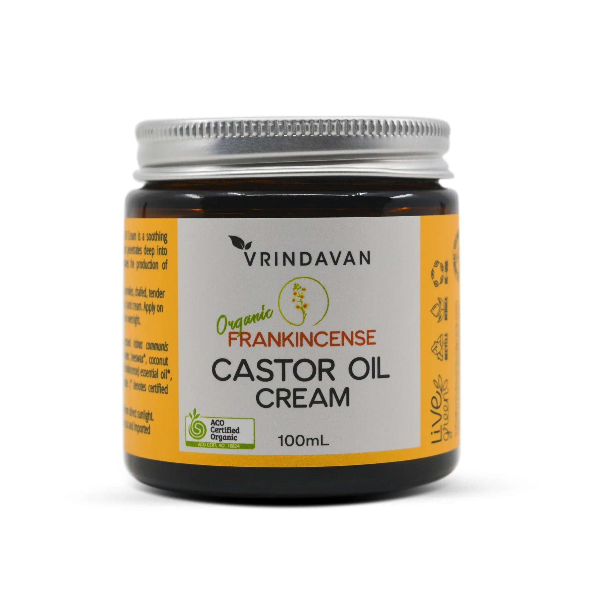 ** NEW ** Vrindavan Organic Frankincense Castor Oil Cream 100ml