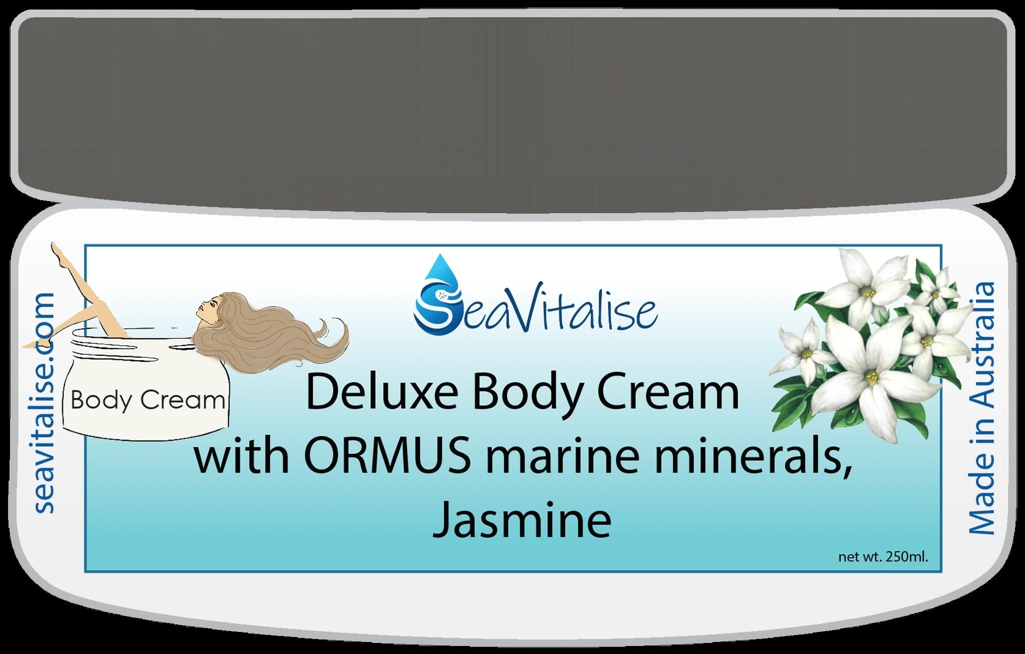 ** NEW ** SeaVitalise Deluxe Body Cream with ORMUS Marine Minerals, Jasmine 250g