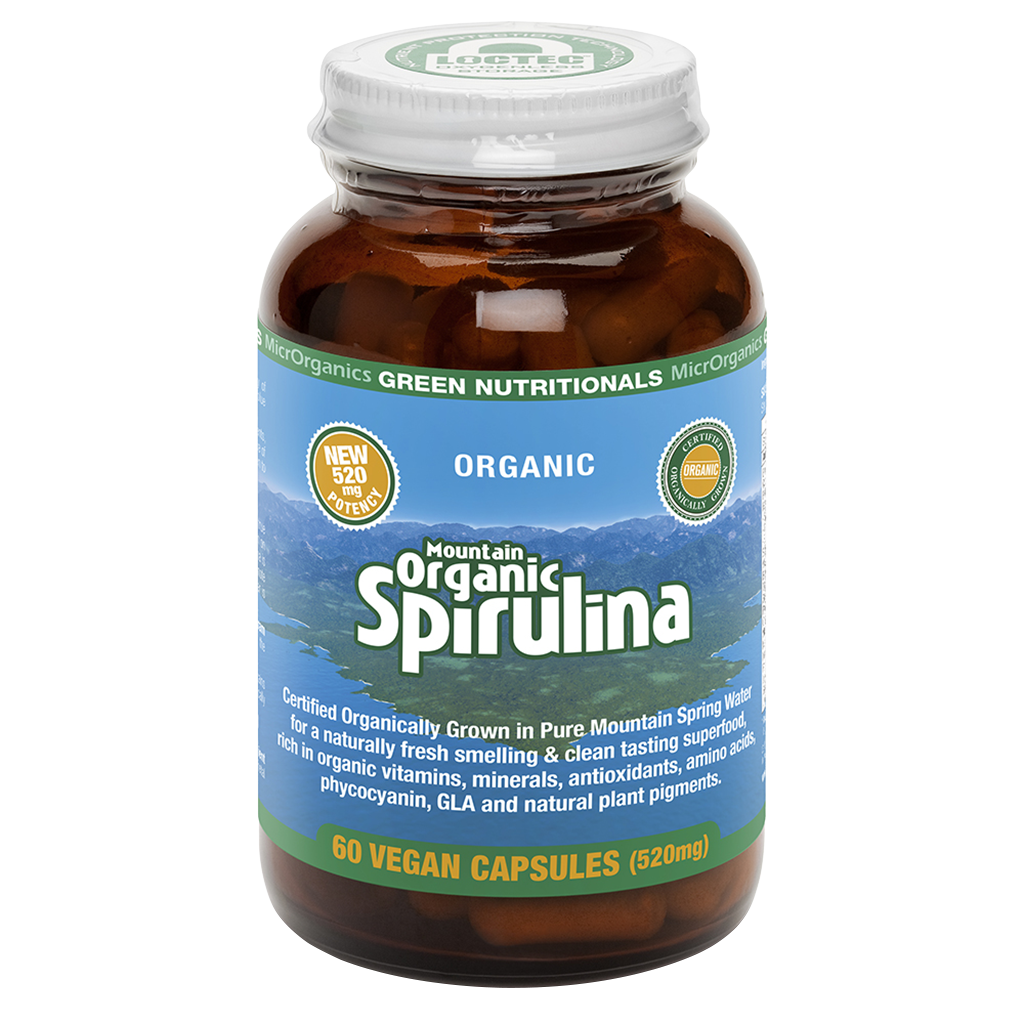 Green Nutritionals Mountain Organic Spirulina 60 Vegan Capsules