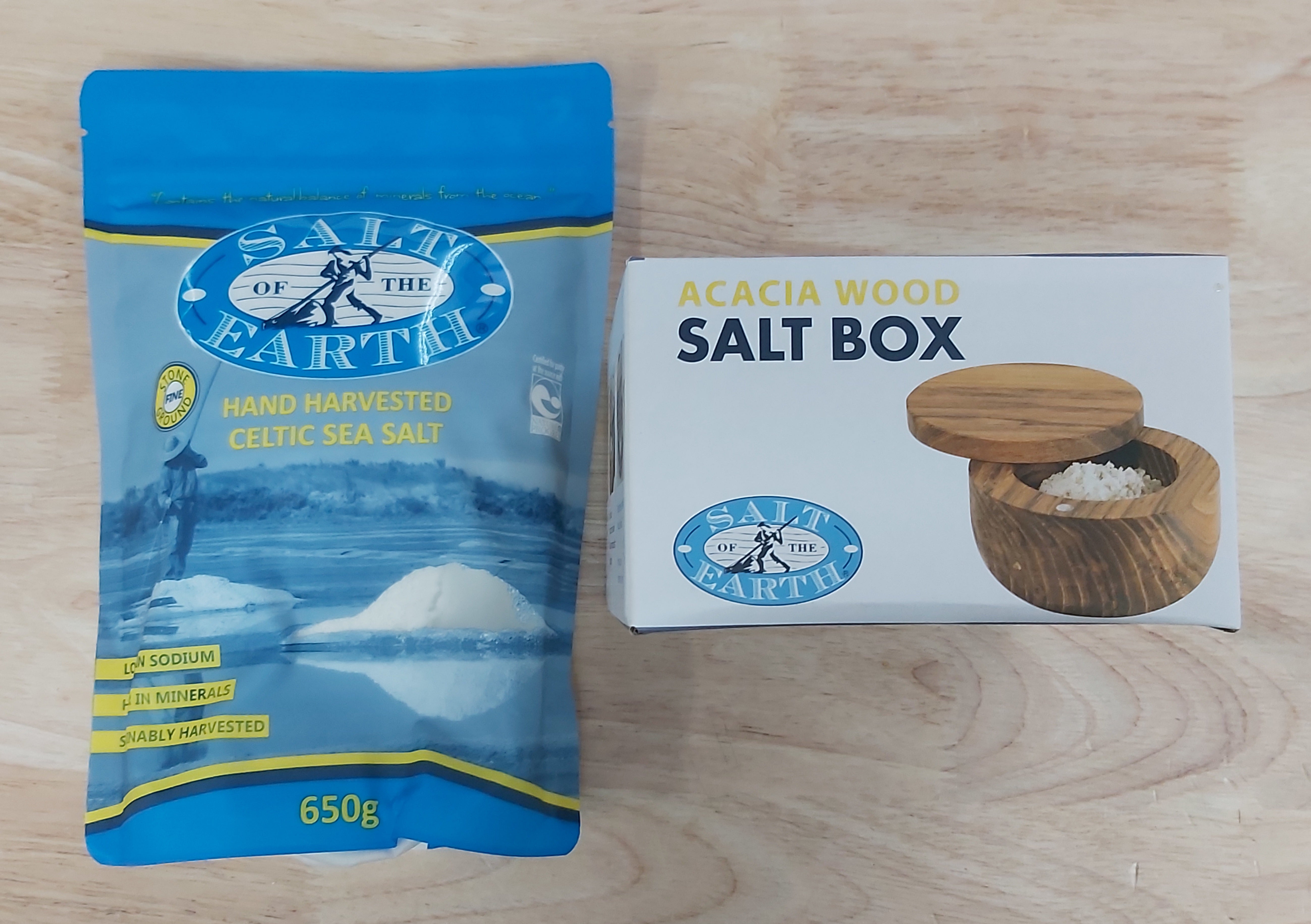 Salt Of The Earth Fine Celtic Salt 650g & Salt Box Bundle