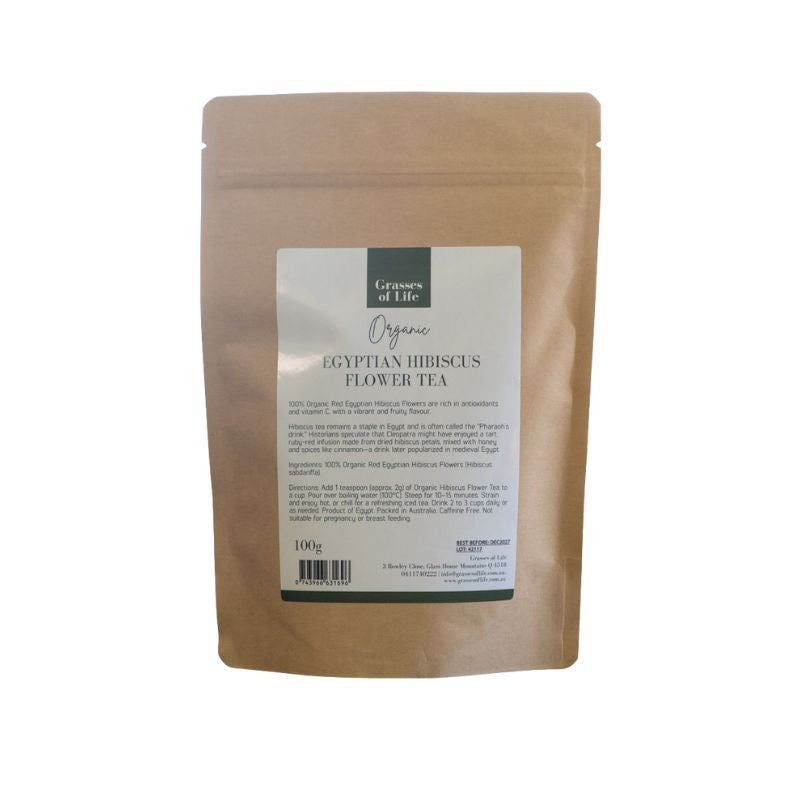 Grasses of Life 100% Organic Red Egyptian Hibiscus Flower Tea Bags 40/pack