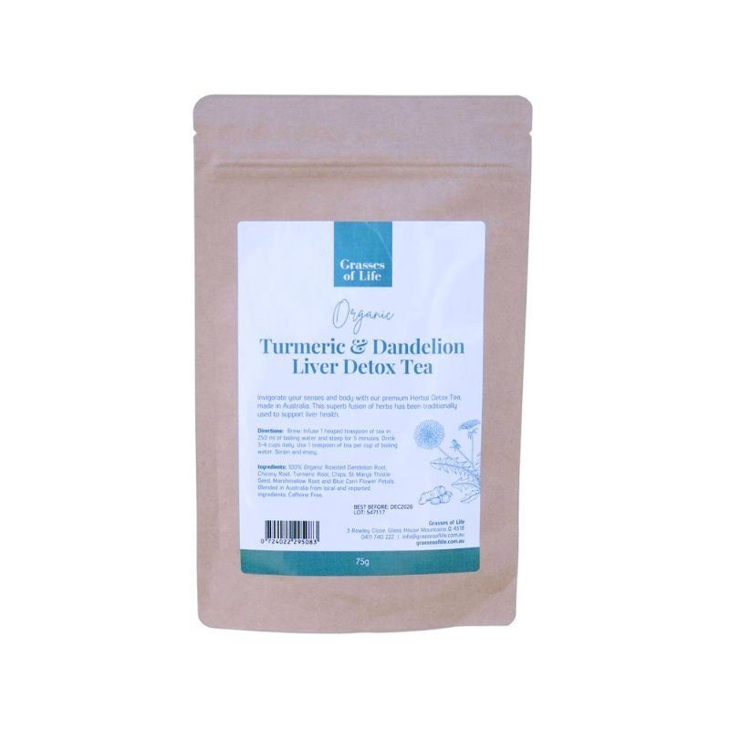 ** NEW ** Grasses of Life Organic Turmeric & Dandelion Liver Detox Tea 75g