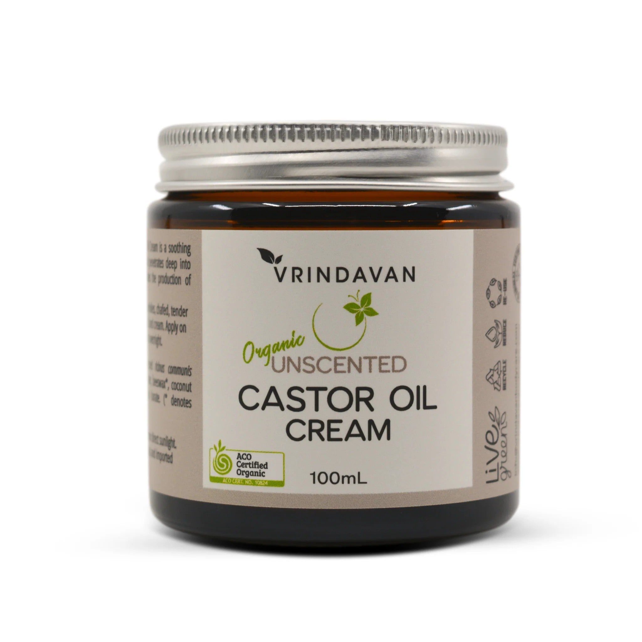 ** NEW ** Vrindavan Organic Unscented Castor Oil Cream 100ml