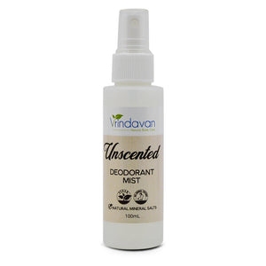 Vrindavan Deodorant Mist Natural Unscented – Mineral-Based Odor Protection, 100mL