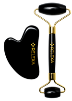 Load image into Gallery viewer, ** NEW * Relexa Obsidian Guasha and Roller Facial Massage Set
