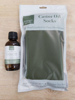 Load image into Gallery viewer, ** NEW ** Grasses of Life Castor Oil Everywhere Leaf Proof Socks 1 pr + FREE 100ml Castor Oil Bottle
